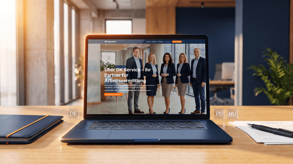 DK Service – Personalvermittlung, dreisprachig gedacht.